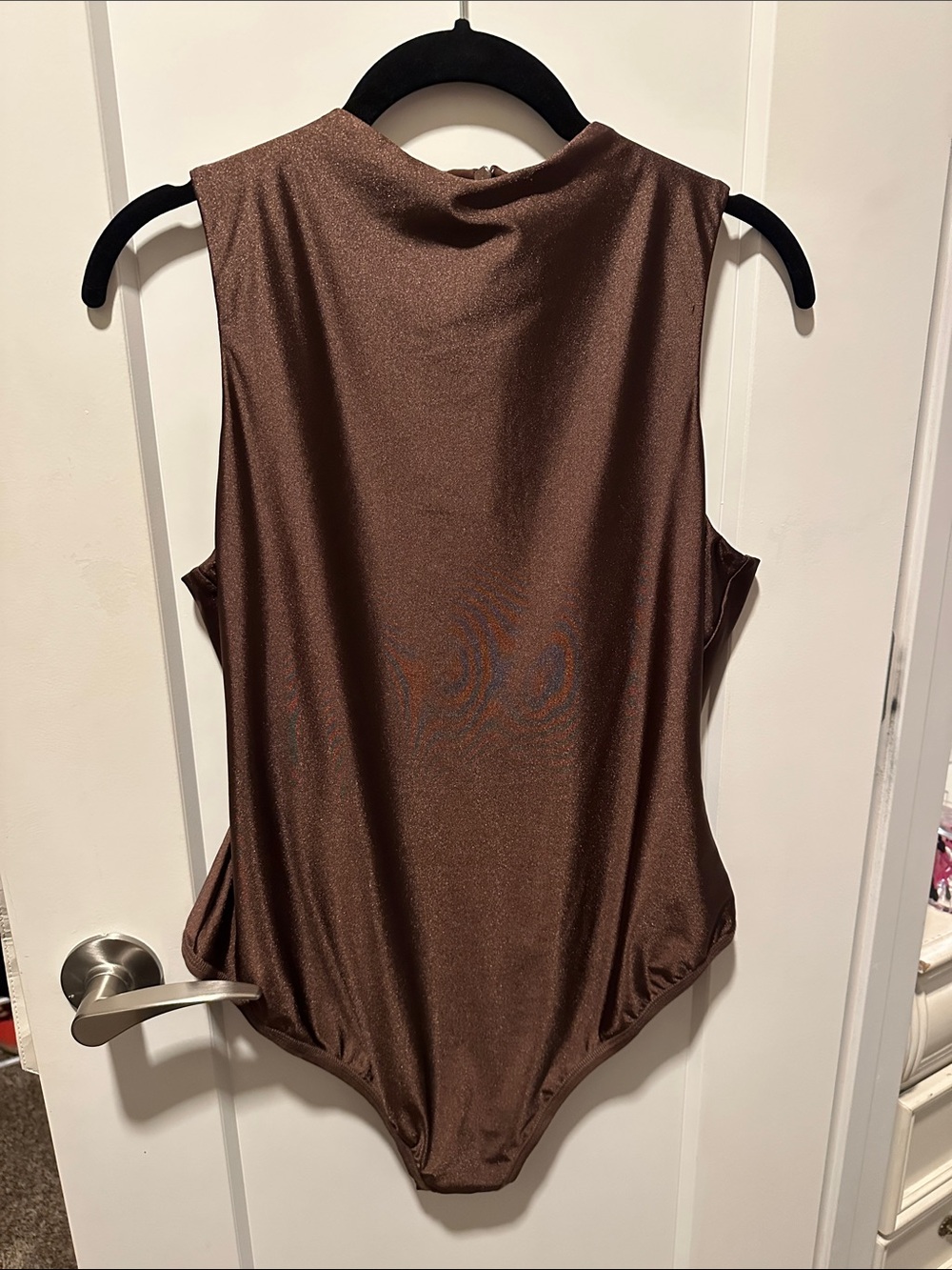 NWT! SKIMS Metallic Brown Sleeveless Mock-Neck Bodysuit